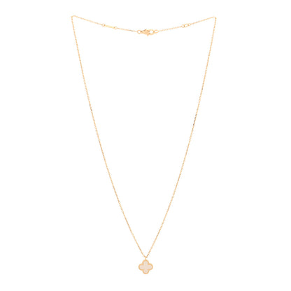 Van Cleef & Arpels 18K Yellow Gold Mother of Pearl Sweet Alhambra Pendant Necklace 3 of 5