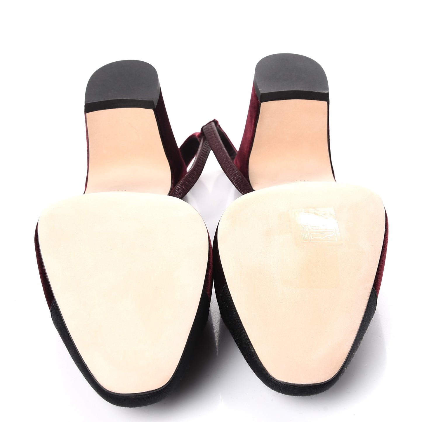 Velvet Grosgrain Cap Toe CC Slingback Pumps 38.5 Burgundy Black