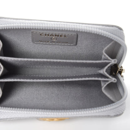Chanel Caviar Quilted Boy Zip Around Coin Purse Wallet Grey 5 of 8