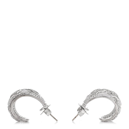 David Yurman Sterling Silver Diamond Tapestry Hoop Earrings 3 of 4