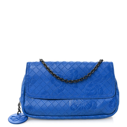 Bottega Veneta Calfskin Intrecciomirage Embossed Butterfly Small Chain Crossbody Signal Blue 1 of 11