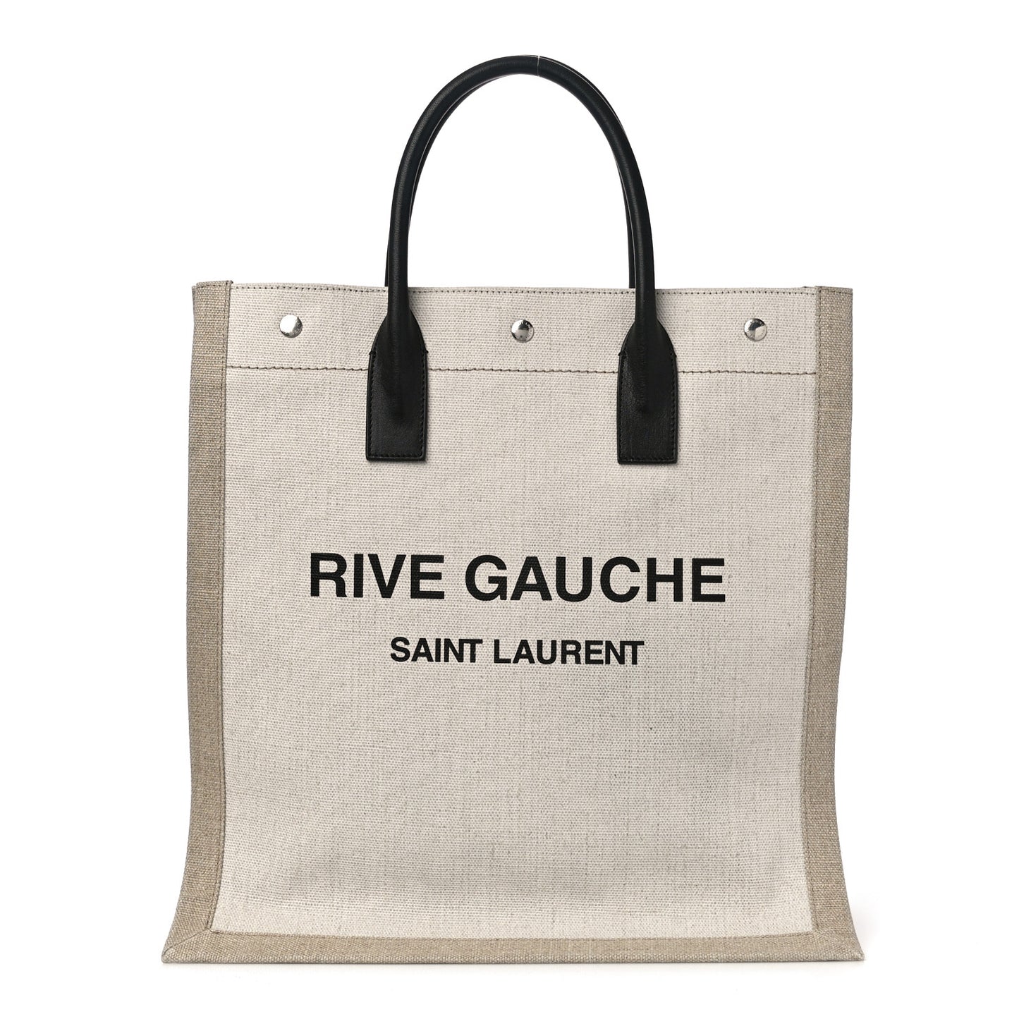 Linen Calfskin Rive Gauche North South Tote Optic White