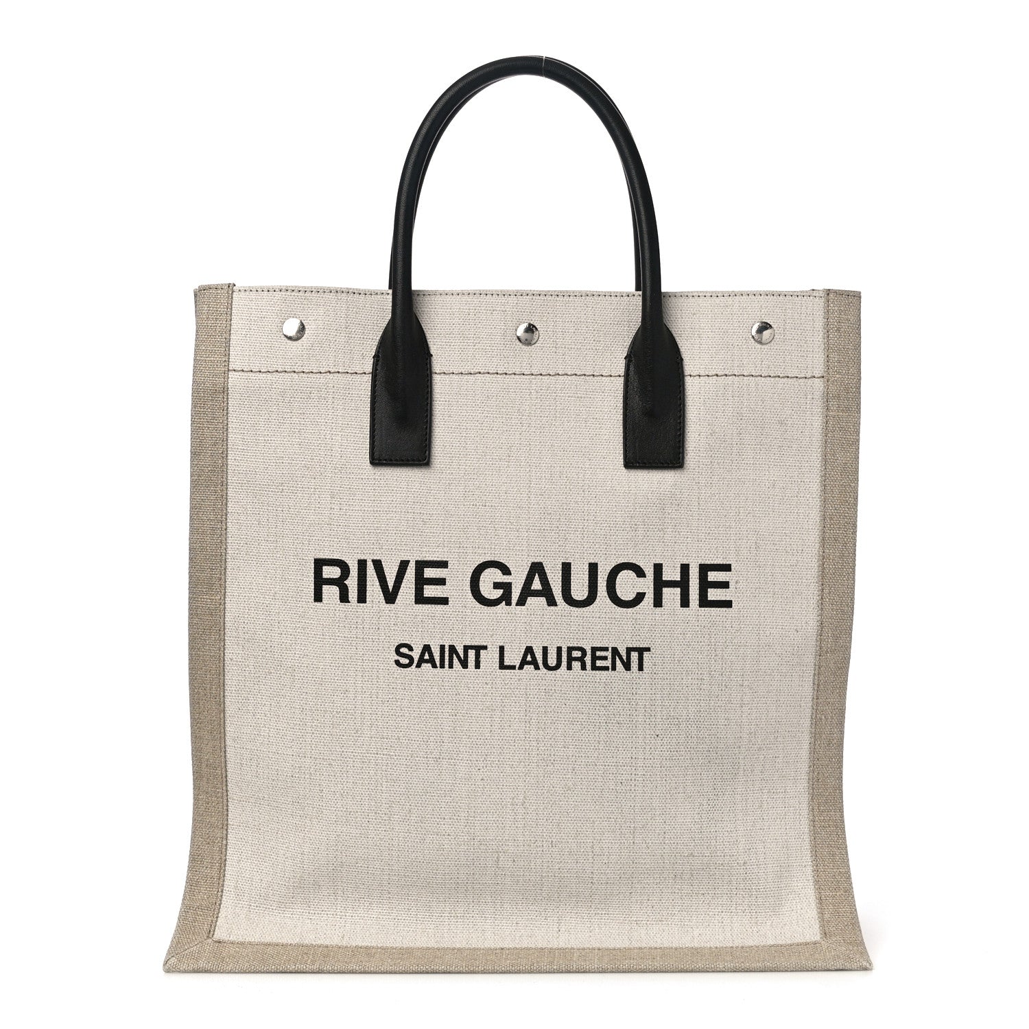 Saint Laurent Linen Calfskin Rive Gauche North South Tote Optic White 1 of 9