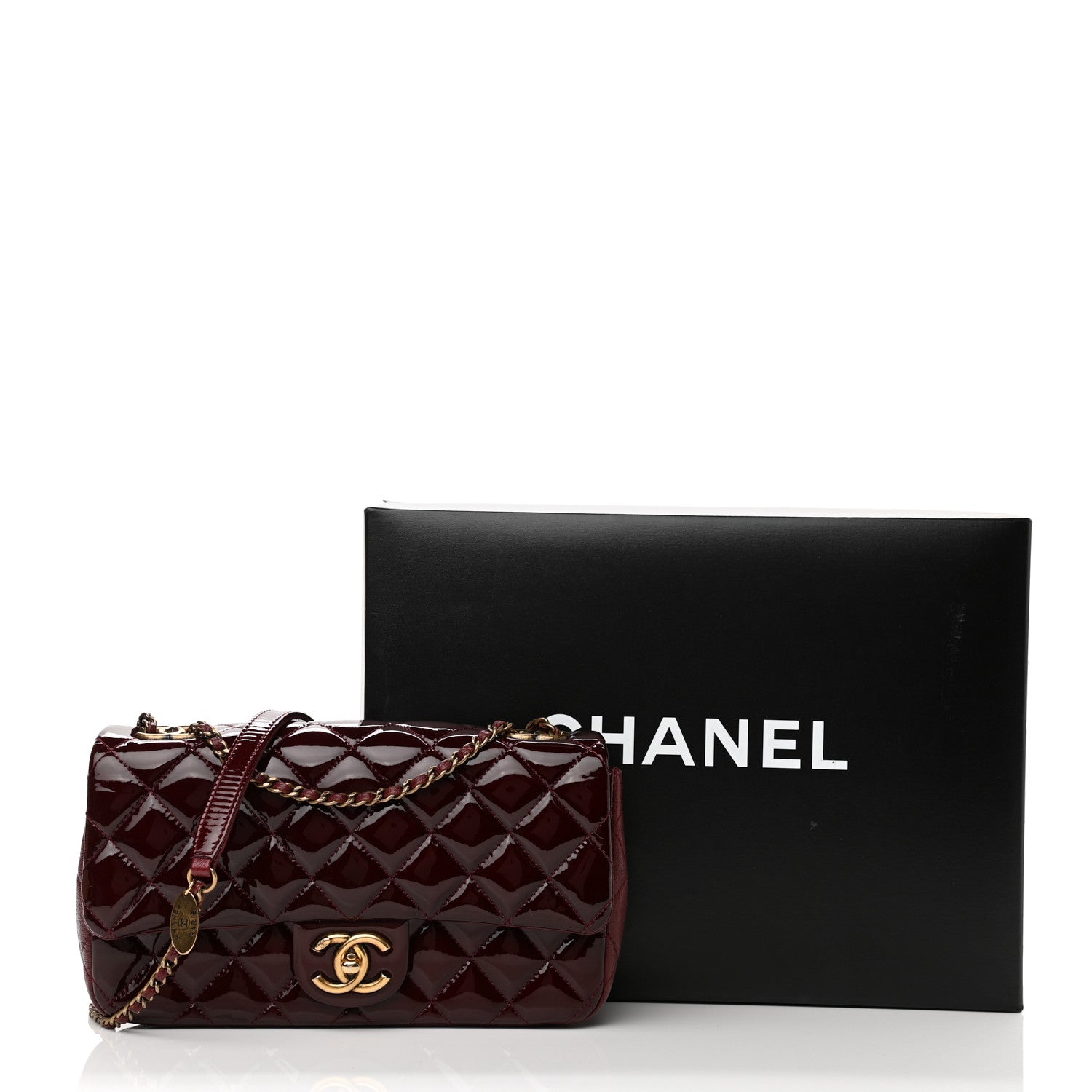 Chanel Patent Goatskin Quilted Medium CC Eyelet Flap Burgundy 12 of 12
