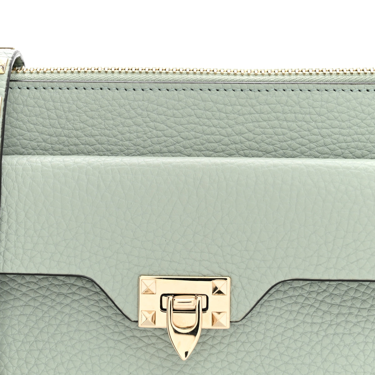Valentino Garavani Grainy Calfskin Rockstud Crossbody Bag Water Green 7 of 11