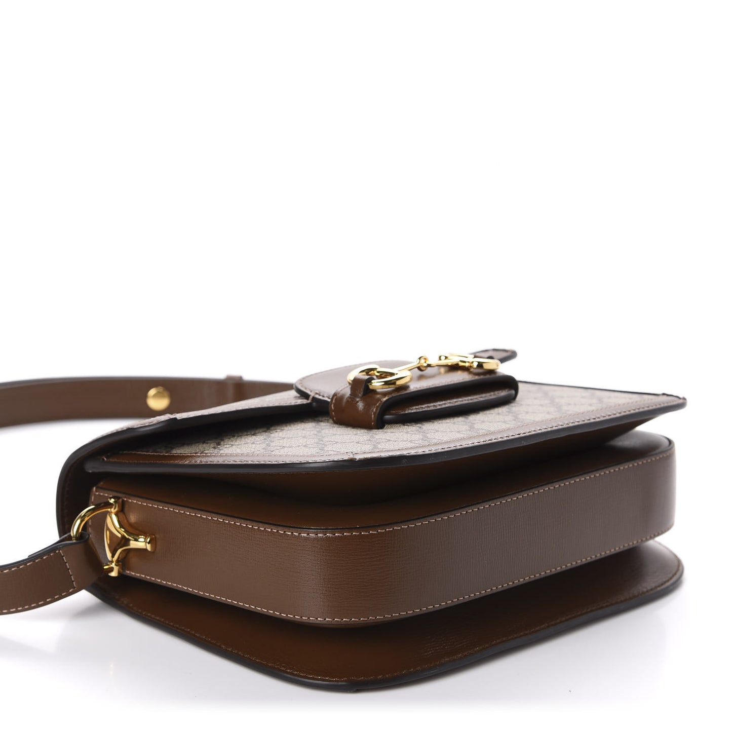 GG Supreme Monogram Horsebit 1955 Shoulder Bag Beige Brown Sugar