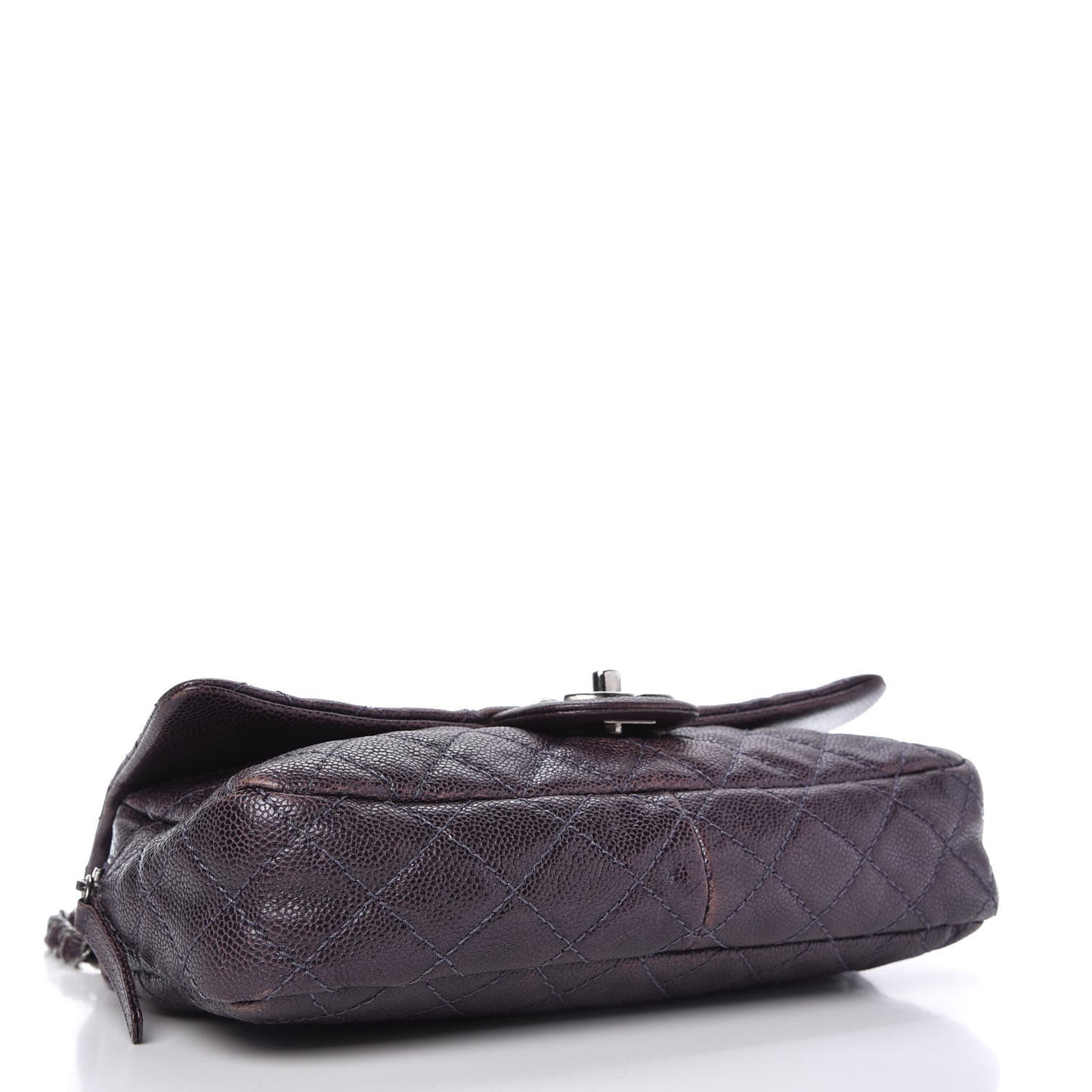 Iridescent Caviar Quilted Small Chic Flap Dark Purple