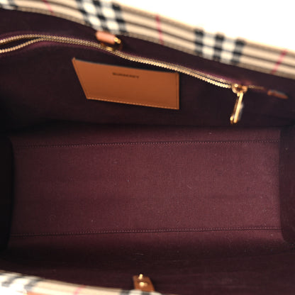 Burberry Canvas Vintage Check Calfskin Medium Freya Tote Briar Brown 5 of 13