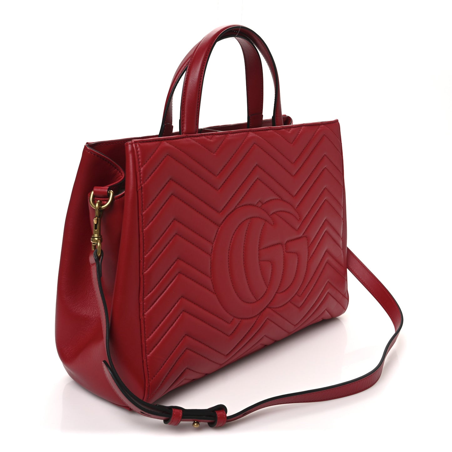 Calfskin Matelasse Medium GG Marmont Tote Hibiscus Red