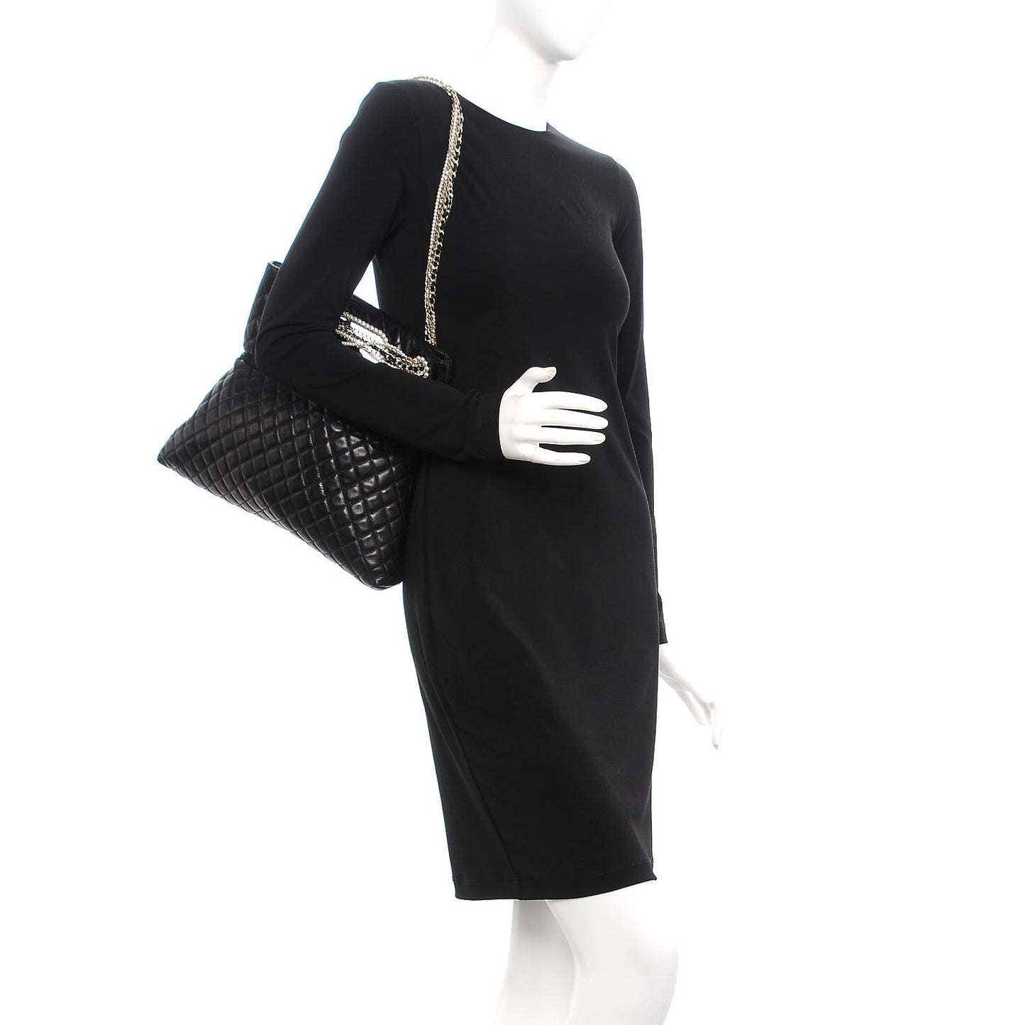 Lambskin Quilted Westminster Pearls Convertible Tote Black