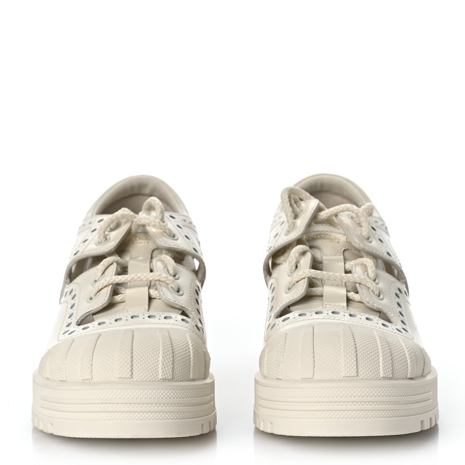 Christian Dior Brushed Calfskin Rubber Perforated Dioriron Derby Flat Shoes 37.5 Off White 2 of 10