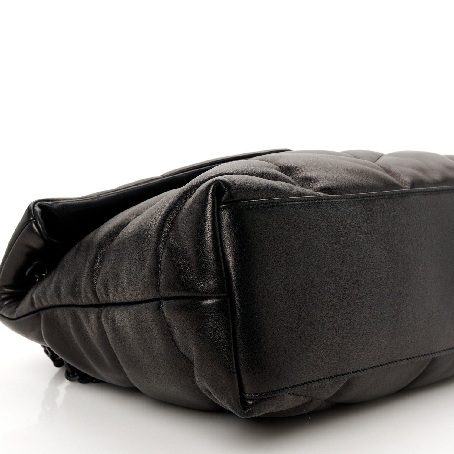 Saint Laurent Lambskin Quilted Monogram Monochrome Medium Loulou Puffer Chain Satchel Black 9 of 10