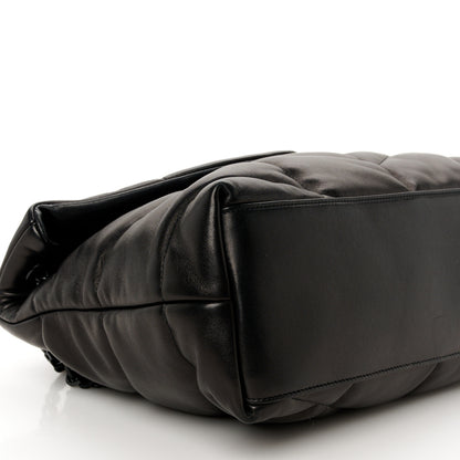 Saint Laurent Lambskin Quilted Monogram Monochrome Medium Loulou Puffer Chain Satchel Black 9 of 10