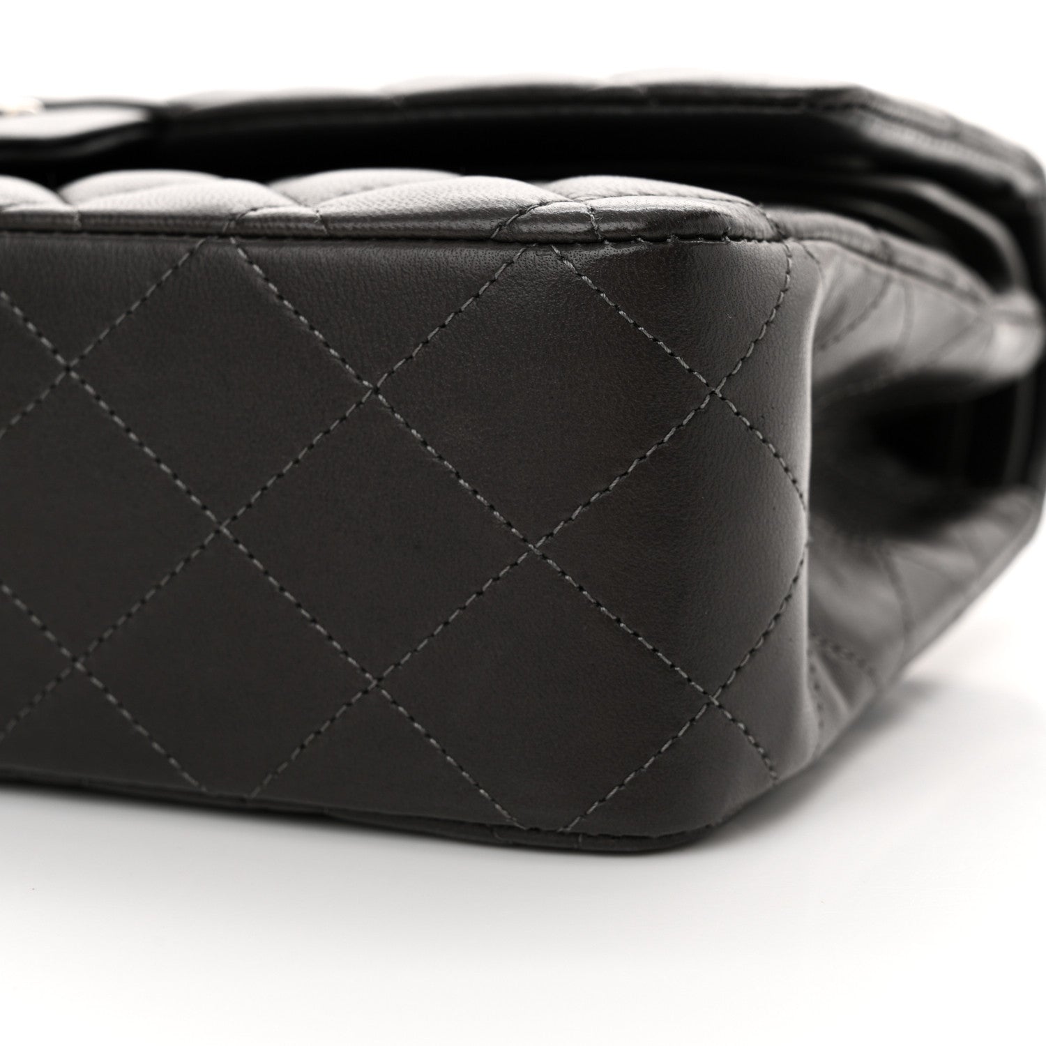Chanel Lambskin Quilted Medium Double Flap Dark Grey 10 of 11