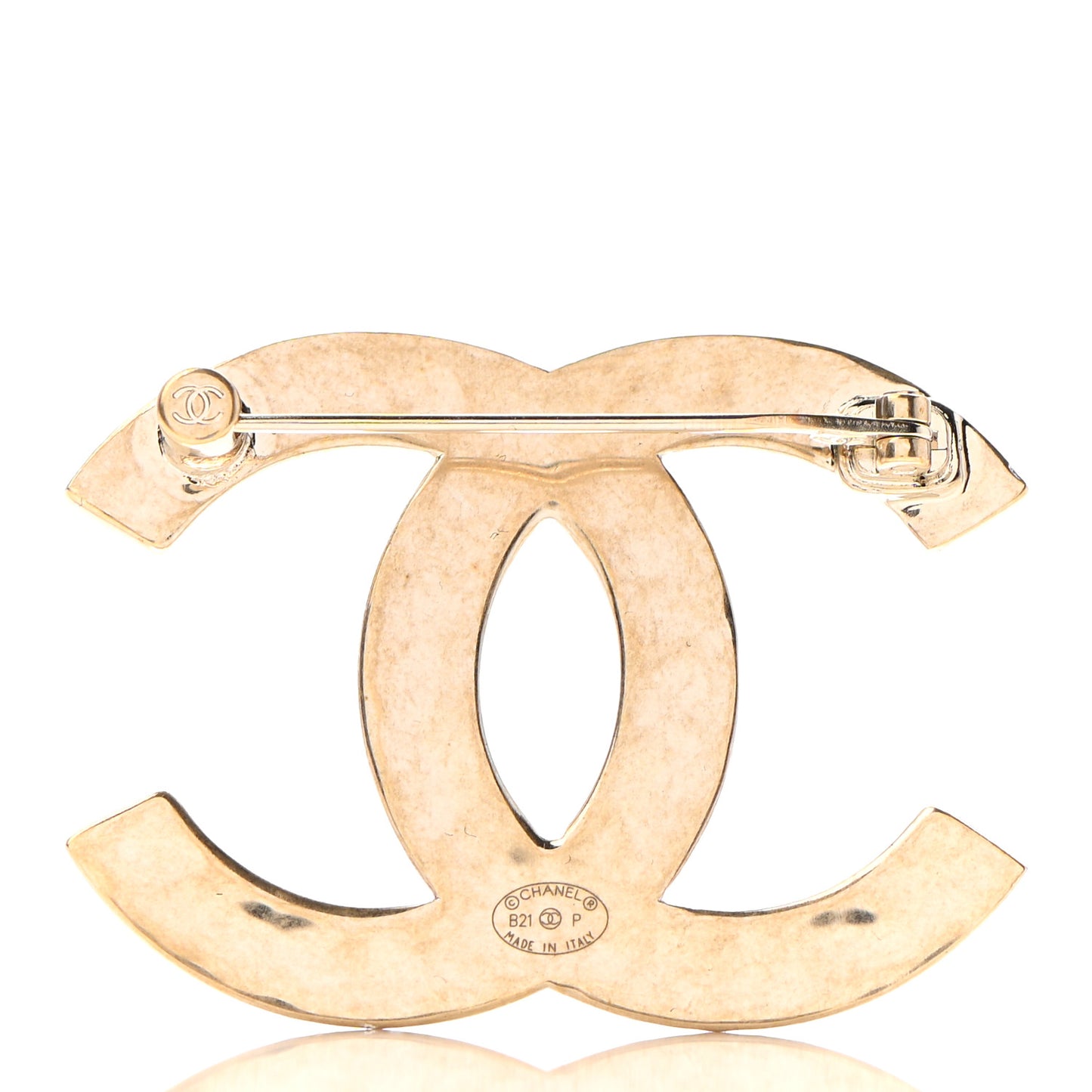 Metal CC Diamond Quilted Brooch Light Gold