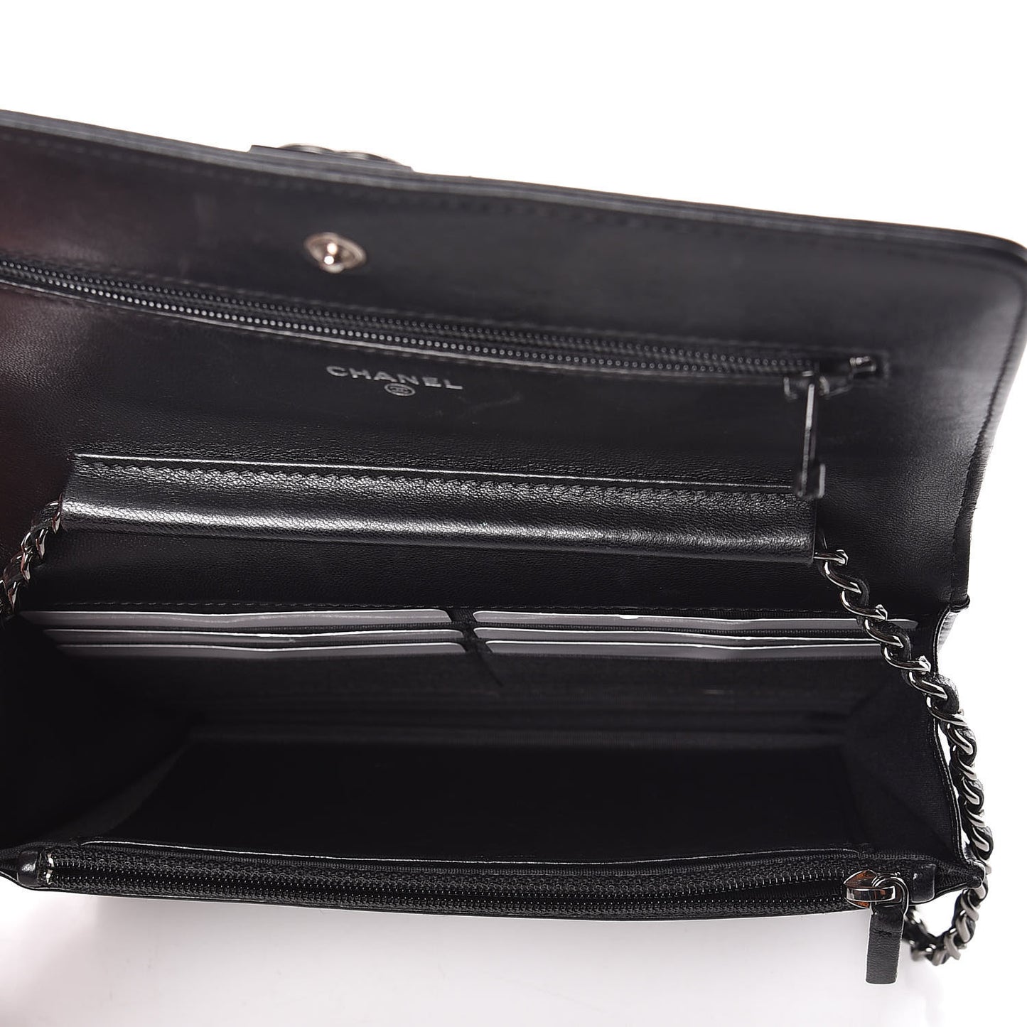 Lambskin Quilted Boy Wallet On Chain WOC Black