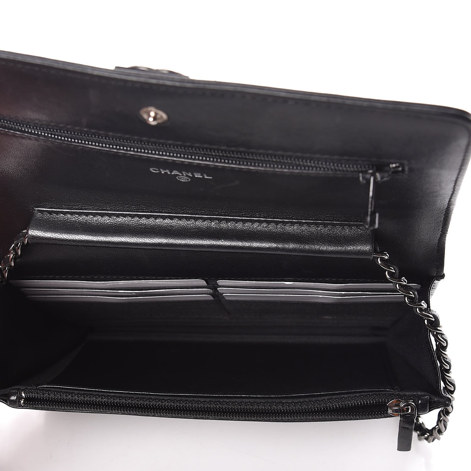 Chanel Lambskin Quilted Boy Wallet On Chain WOC Black 5 of 11