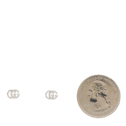Gucci 18K White Gold Diamond Mini Running G Earrings 2 of 5