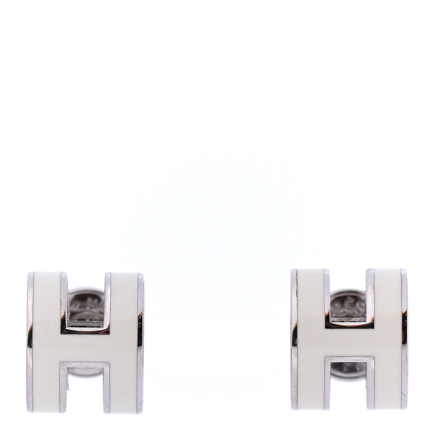 Palladium Lacquered Pop H Earrings White