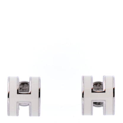 Hermes Palladium Lacquered Pop H Earrings White 1 of 4