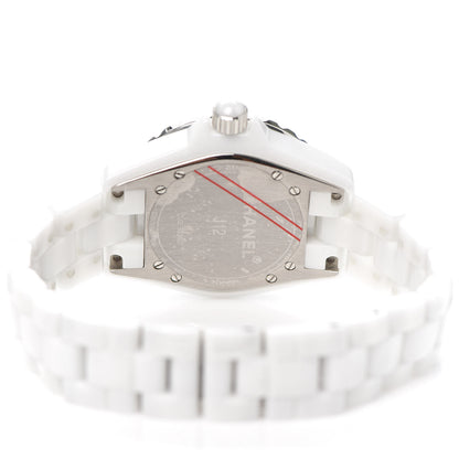 Chanel Stainless Steel Ceramic Diamond 33mm J12 Quartz Watch White 4 of 5