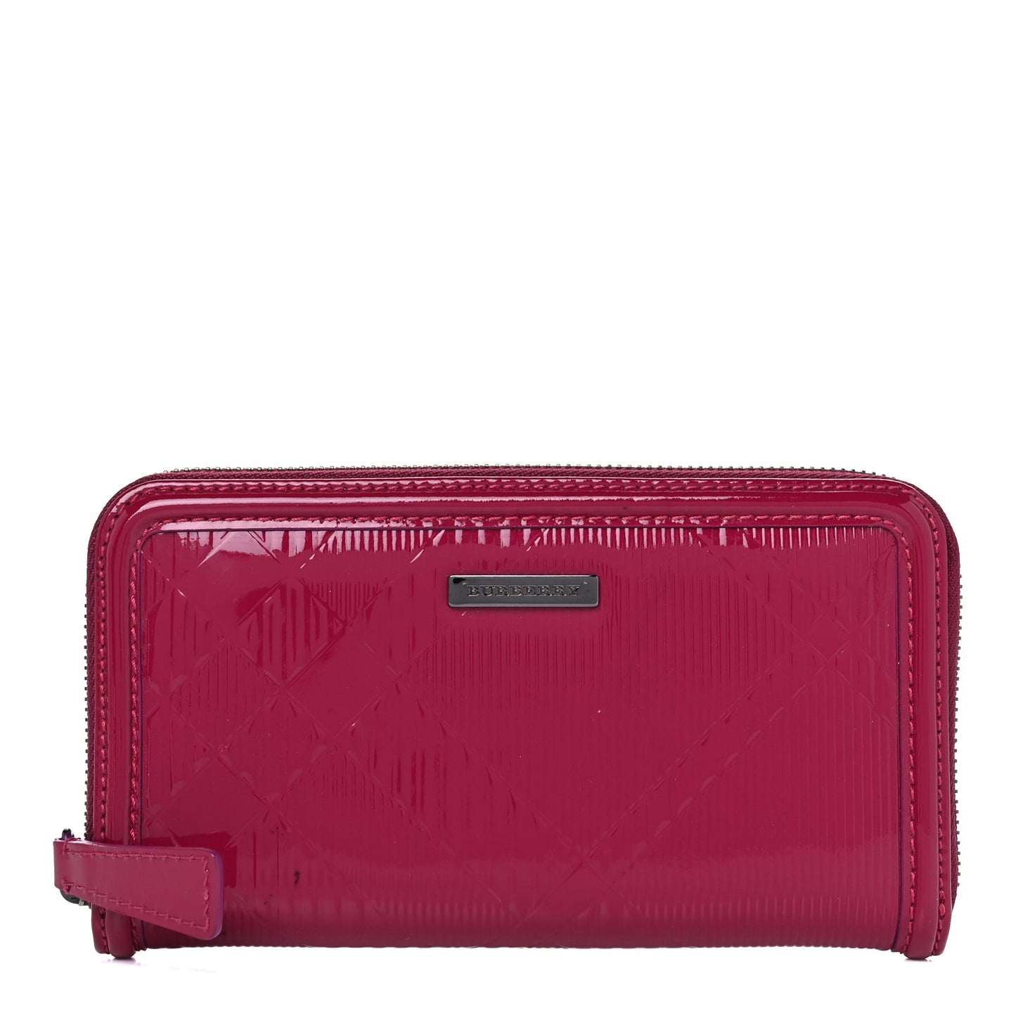 Patent Check Embossed Large Zip Around Wallet Raspberry Sorbet