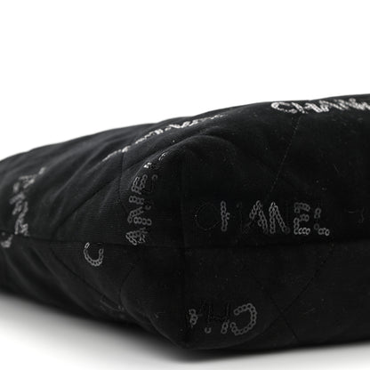 Chanel Velvet Sequin Quilted Small Chanel 22 Black 9 of 11