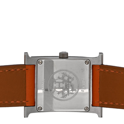 Hermes Stainless Steel Swift 21mm Heure H Hour Quartz Watch Orange 4 of 5