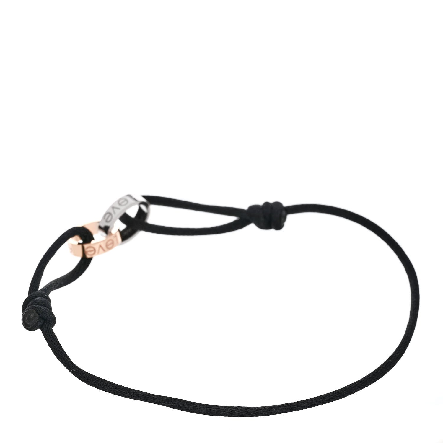 Cartier 18K White Pink Gold Charity LOVE Adjustable Cord Bracelet Black 3 of 7