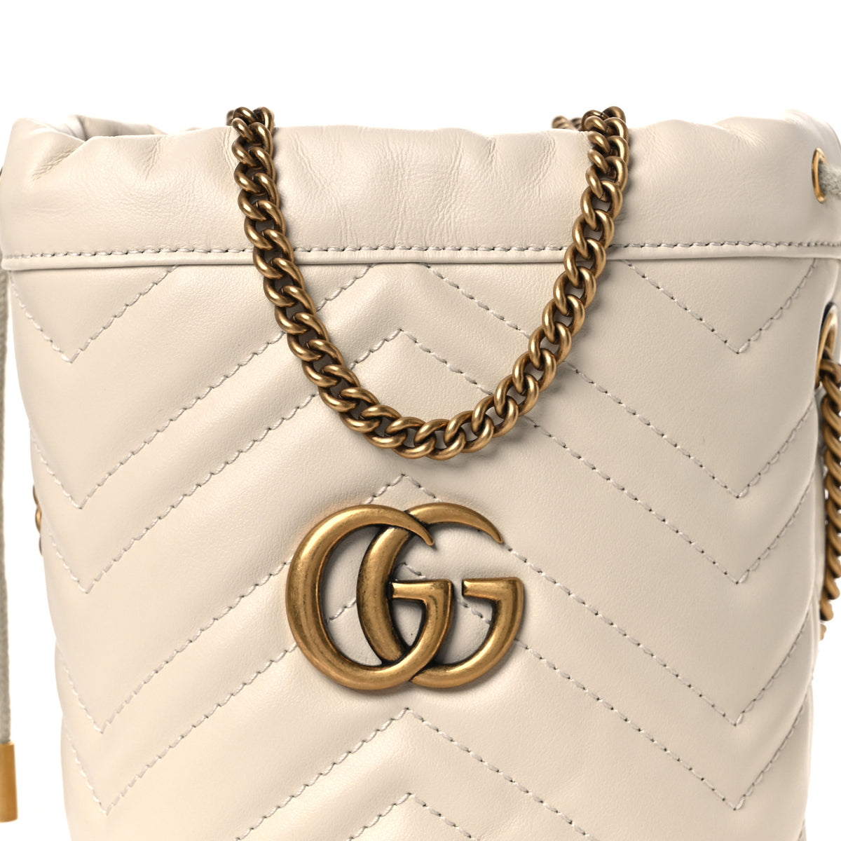 Gucci Calfskin Matelasse Mini GG Marmont 2.0 Bucket Bag White 8 of 10