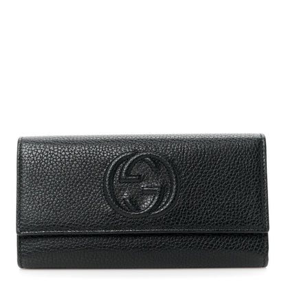 Gucci Pebbled Calfskin Large Soho Continental Wallet Black 1 of 11
