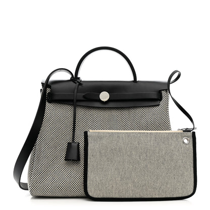 Hermes Vache Hunter Criss Viking Herbag Zip Retourne 31 PM Ecru Black 3 of 12