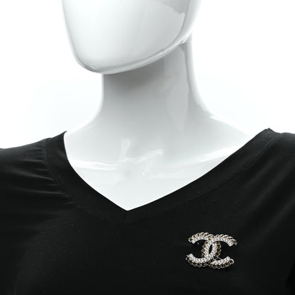 Chanel Crystal Chain CC Brooch Gold 2 of 5