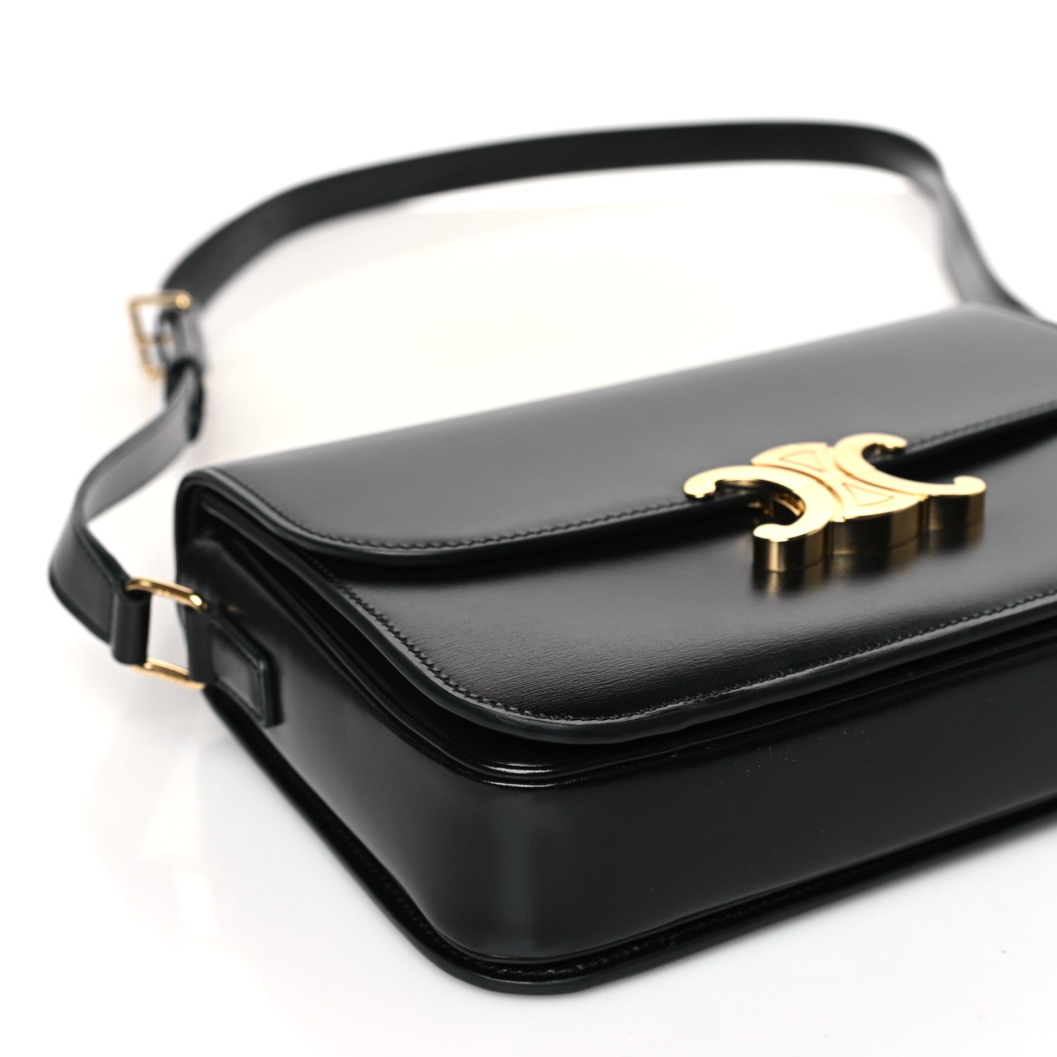 Celine Shiny Calfskin Medium Triomphe Black 7 of 8