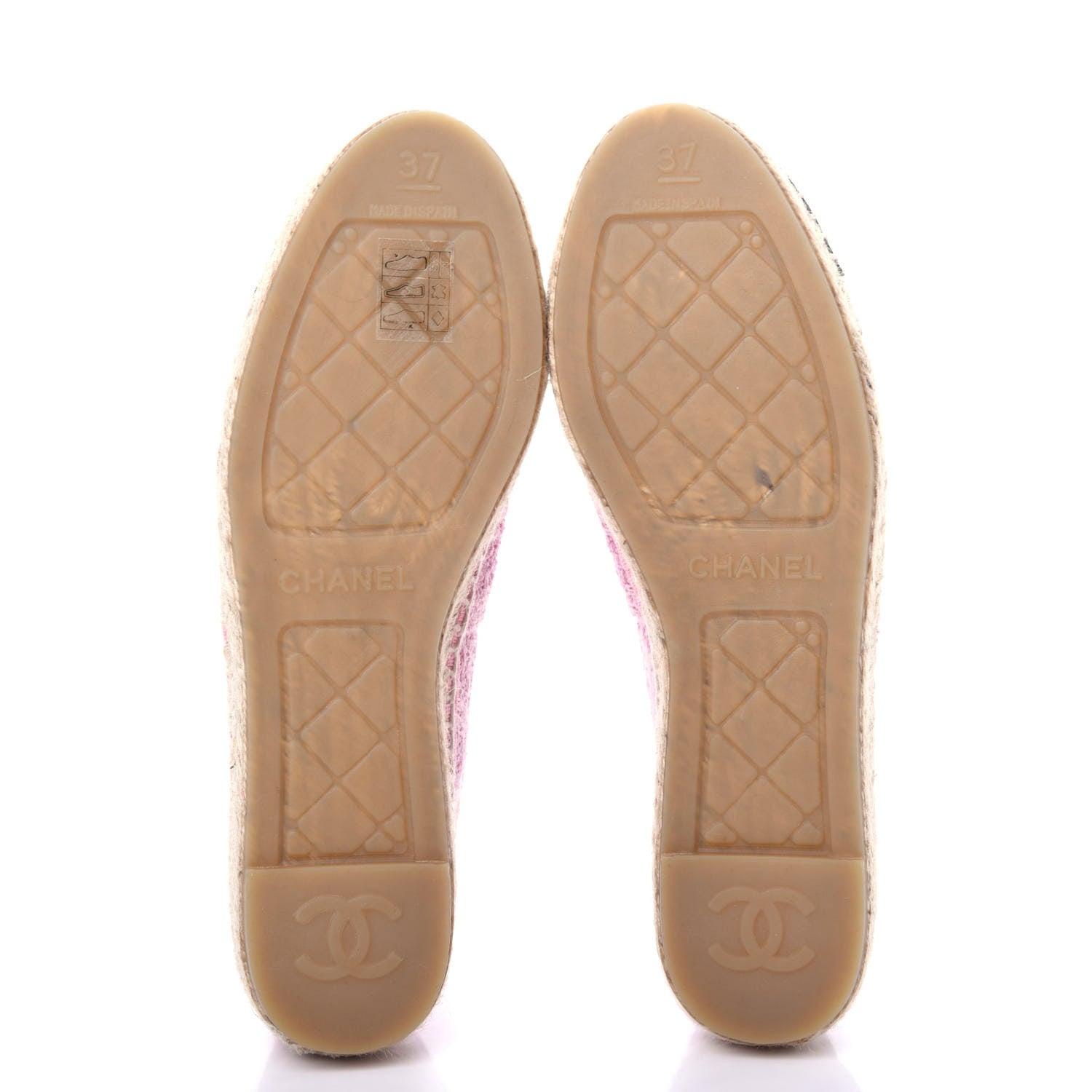 Chanel Tweed Patent CC Espadrilles 37 Pink Black 6 of 11