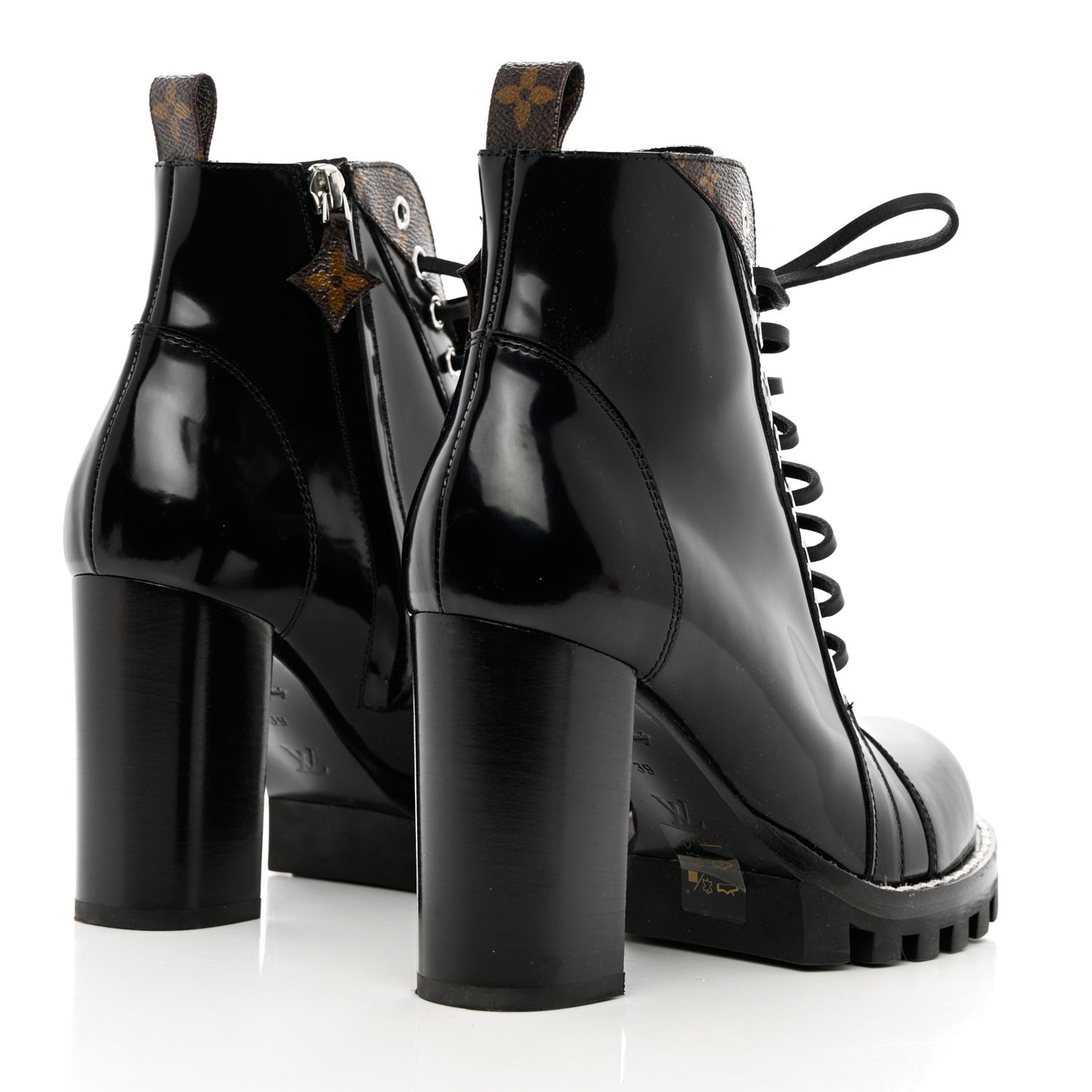 Patent Calfskin Monogram Star Trail Ankle Boots 39 Black