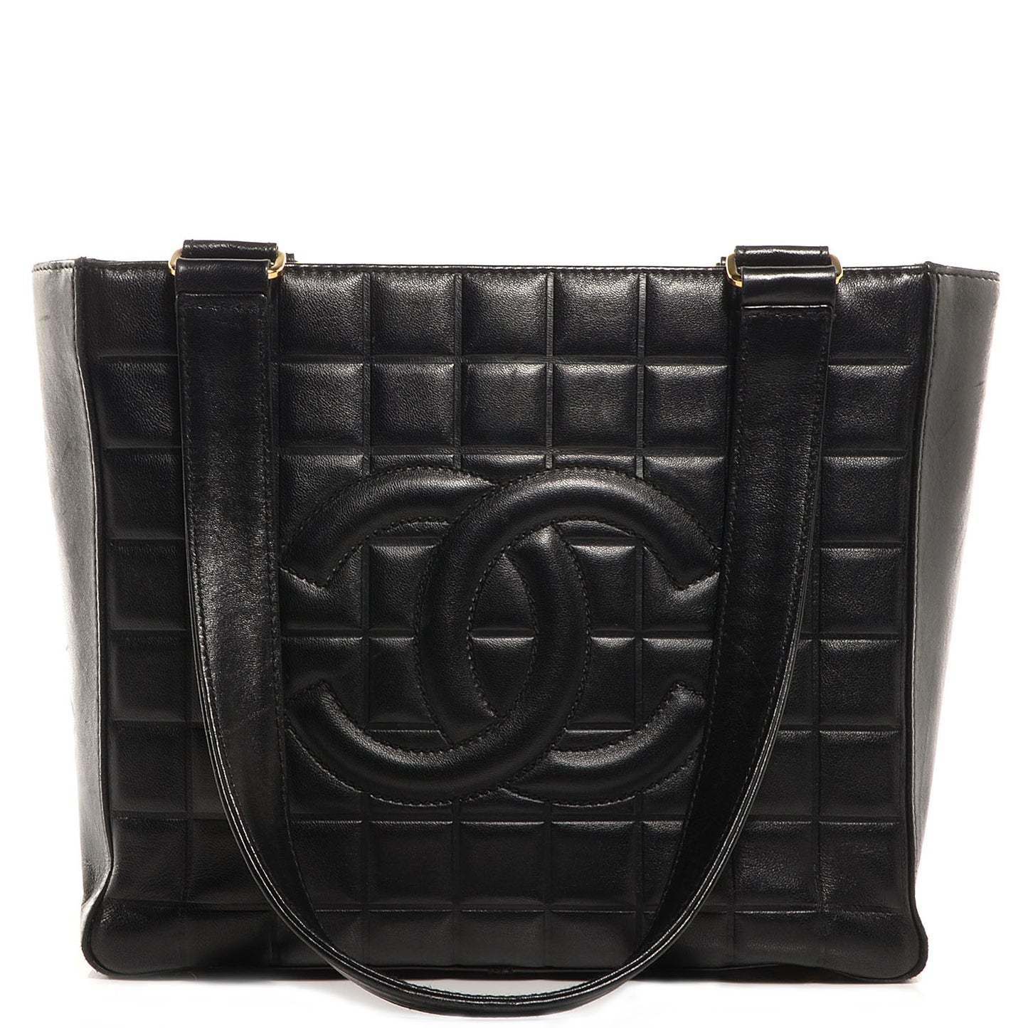 Lambskin Quilted Chocolate Bar Tote Black