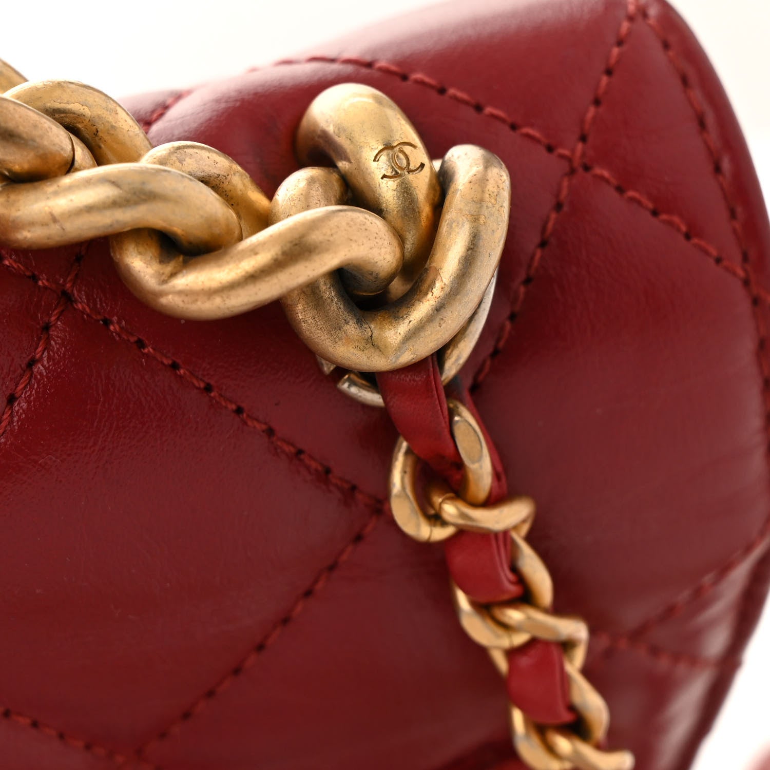 Chanel Calfskin Caviar Quilted Mini Chain Handle Flap  Red 14 of 14