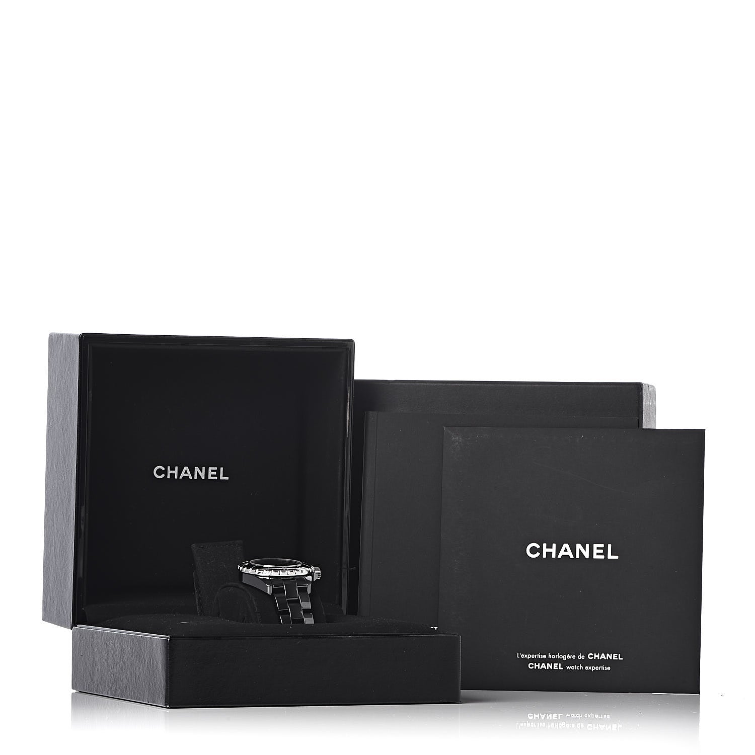 Chanel Stainless Steel Ceramic Diamond 33mm J12 Quartz Watch Black 7 of 7