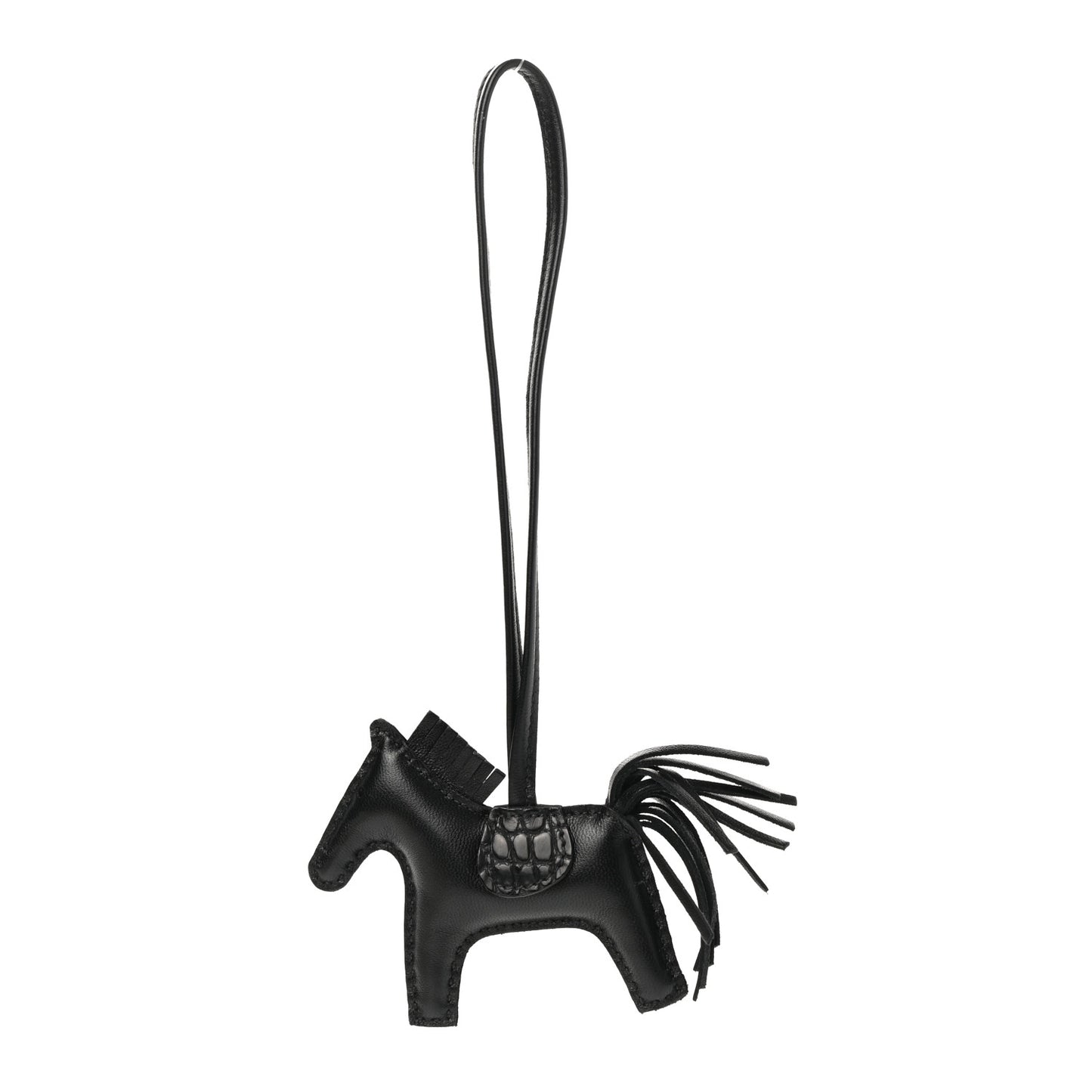 Milo Lambskin Matte Alligator Touch Grigri Rodeo Horse Bag Charm PM So Black