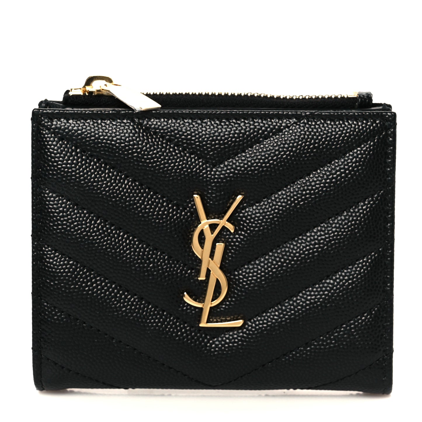 Grain De Poudre Matelasse Chevron Monogram Zipped Card Case Black