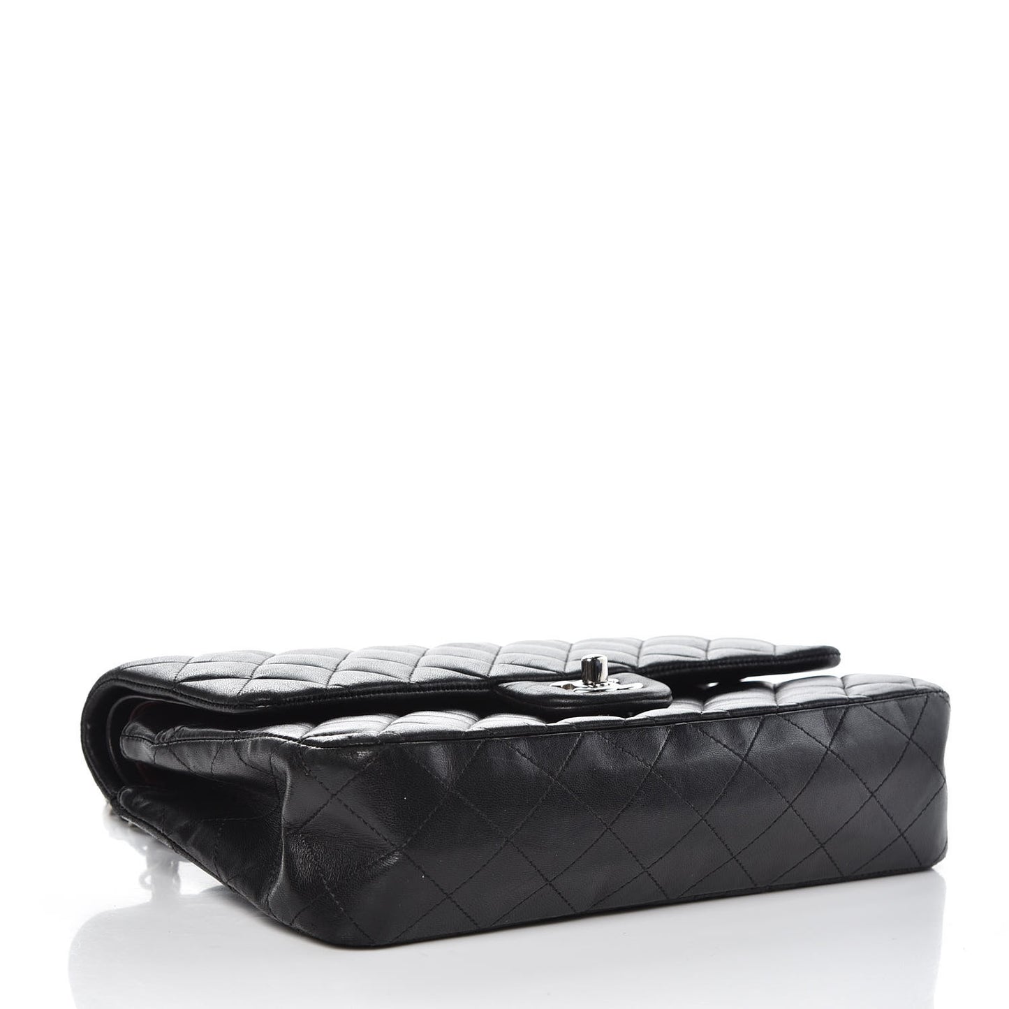 Lambskin Quilted Medium Double Flap Black