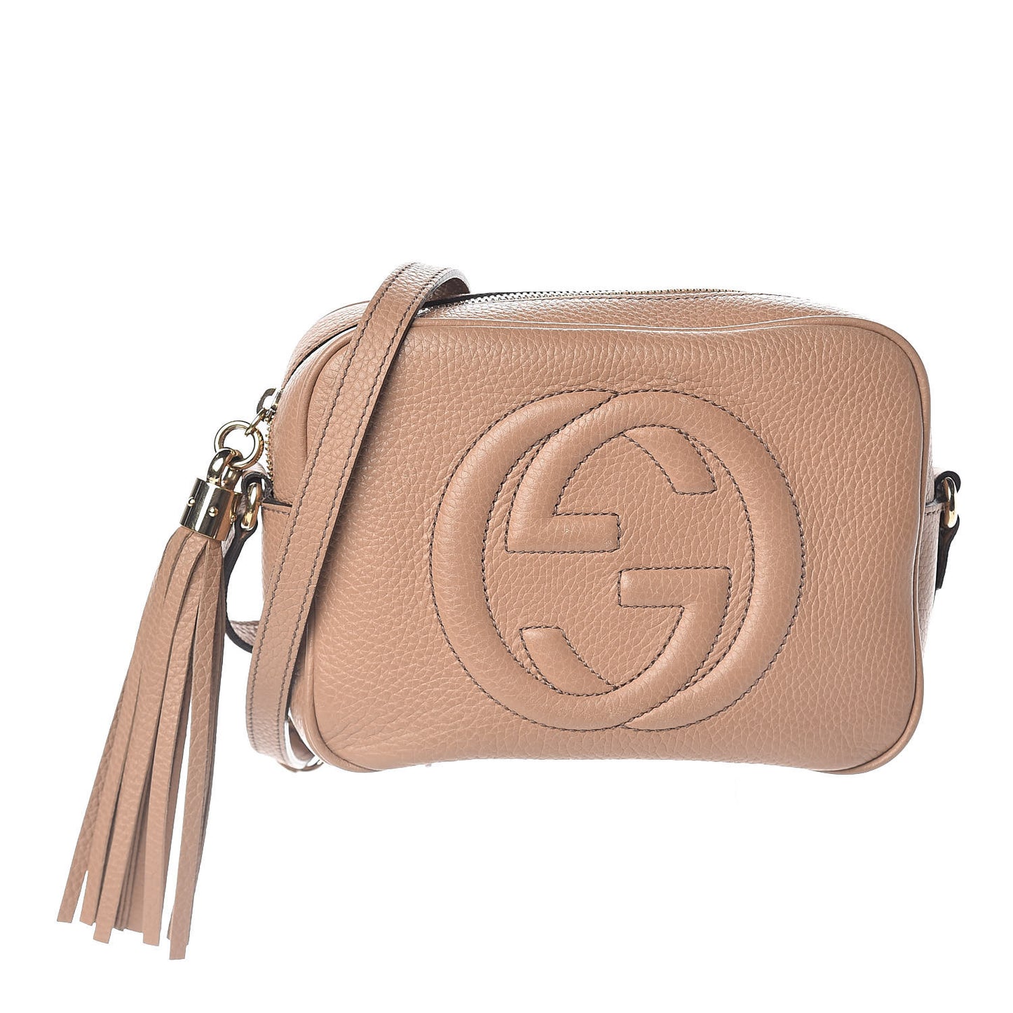 Pebbled Calfskin Small Soho Disco Bag Rose Beige