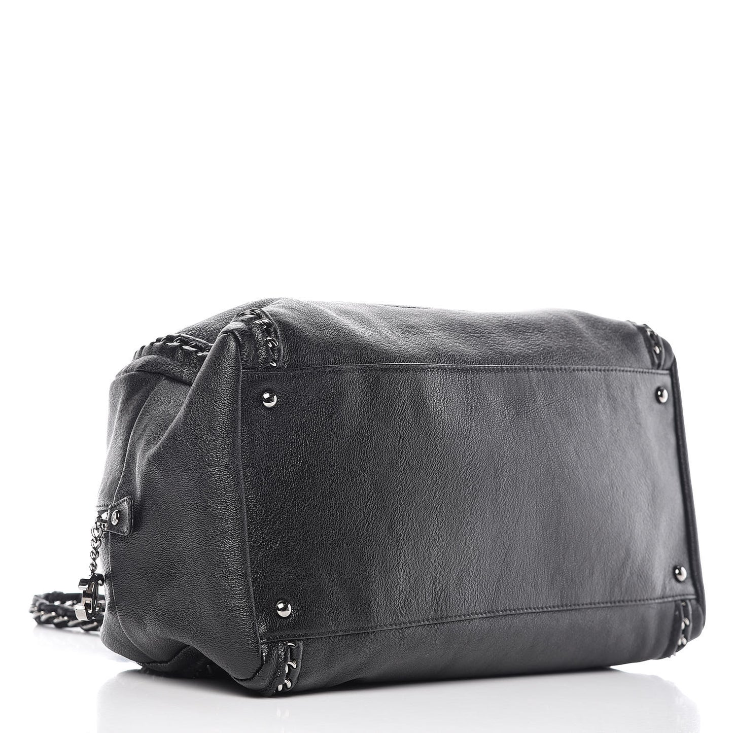 Metallic Goatskin Large Luxe Ligne Bowler Black