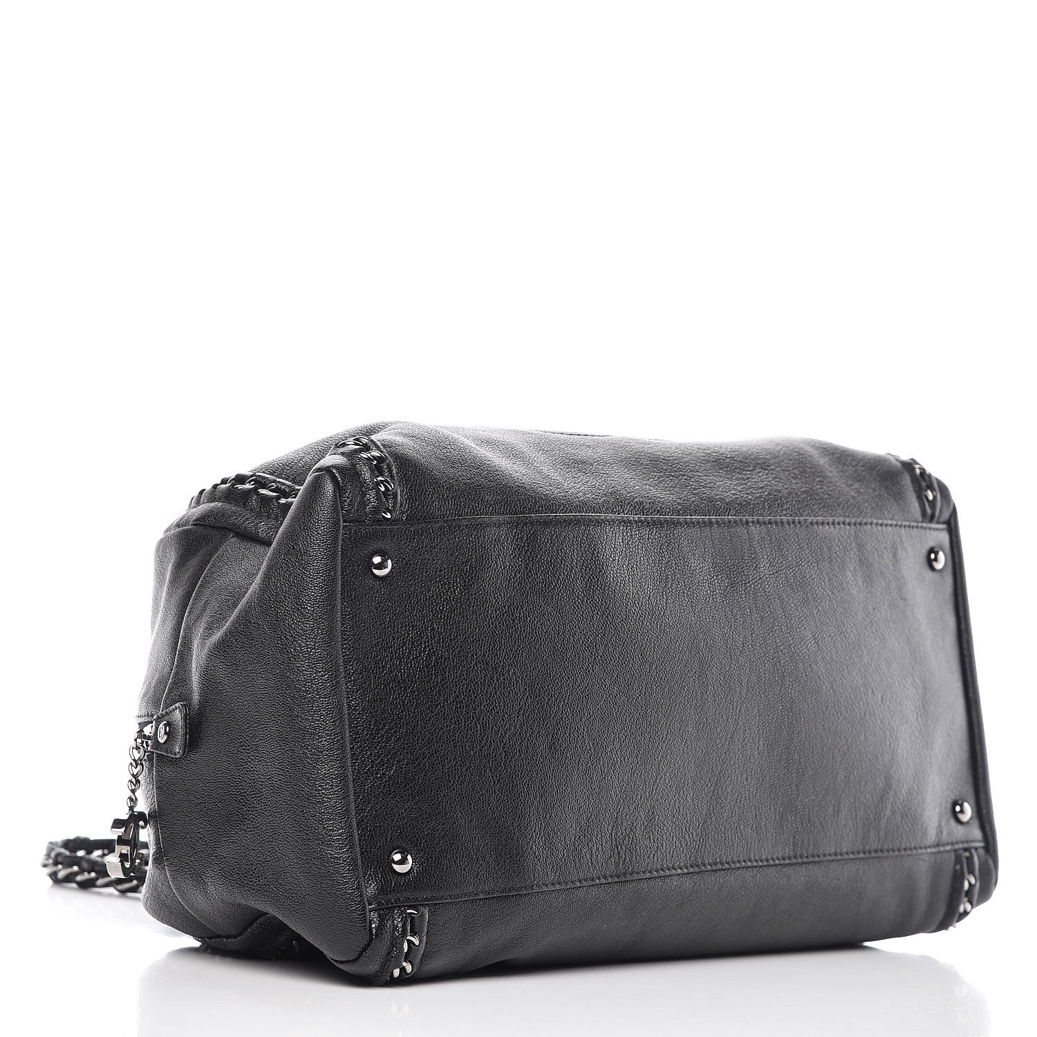 Chanel Metallic Goatskin Large Luxe Ligne Bowler Black 4 of 10