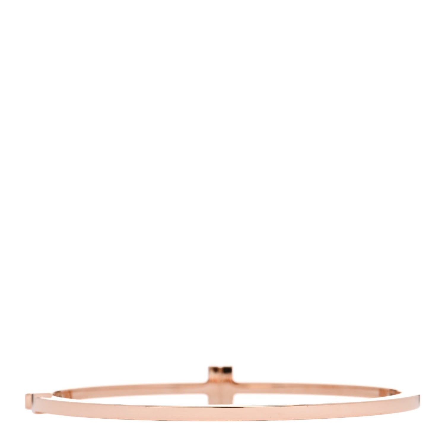 Tiffany 18K Rose Gold Diamond T Hinged Wire Bangle Bracelet 2 of 4