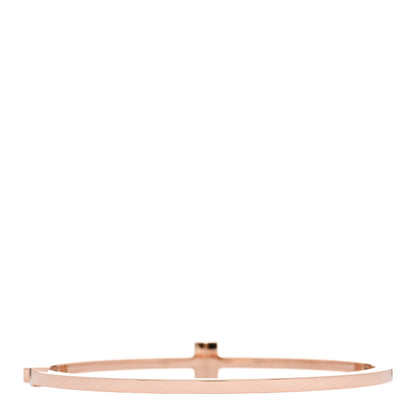 Tiffany 18K Rose Gold Diamond T Hinged Wire Bangle Bracelet 2 of 4