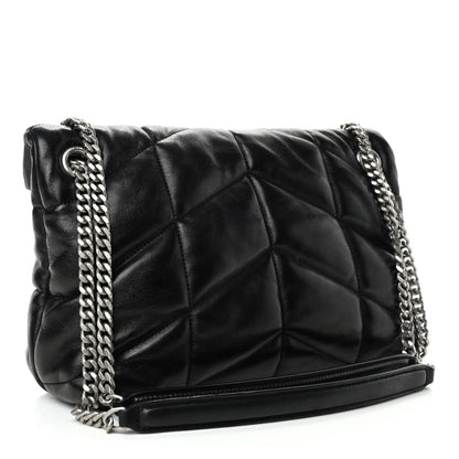 Saint Laurent Lambskin Quilted Small Loulou Puffer Monogram Chain Satchel Black 2 of 4