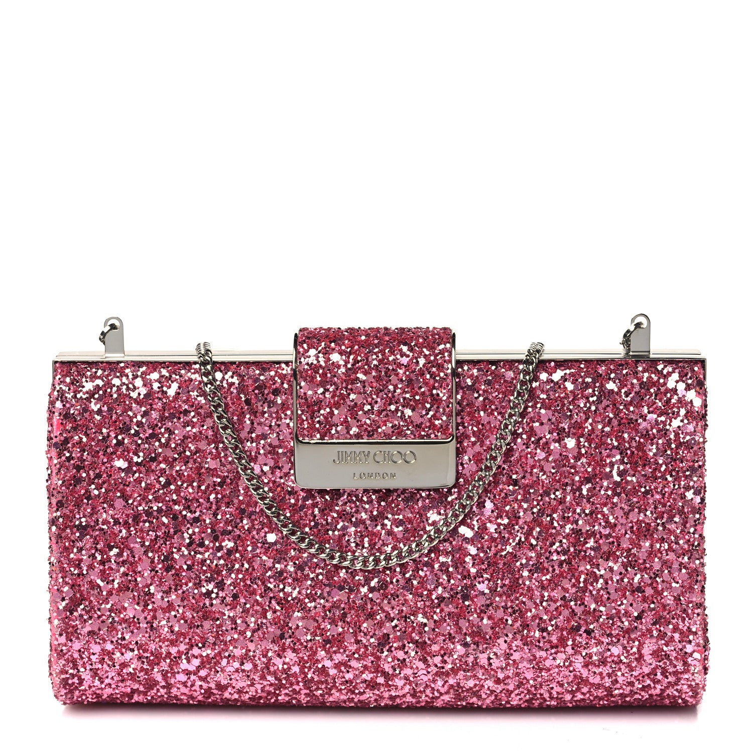 Jimmy Choo Coarse Glitter Clutch Pink 1 of 10