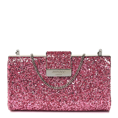 Jimmy Choo Coarse Glitter Clutch Pink 1 of 10